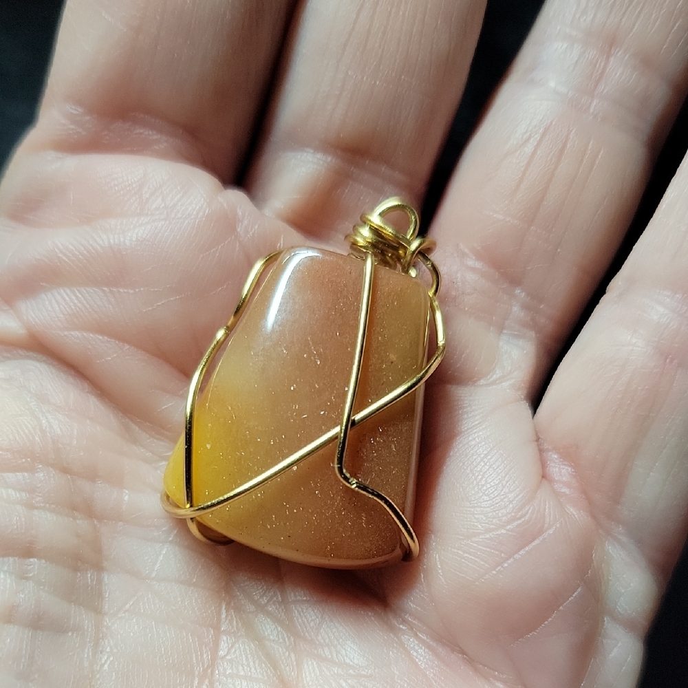 Gold Wire Wrapped Carnelian Pendant